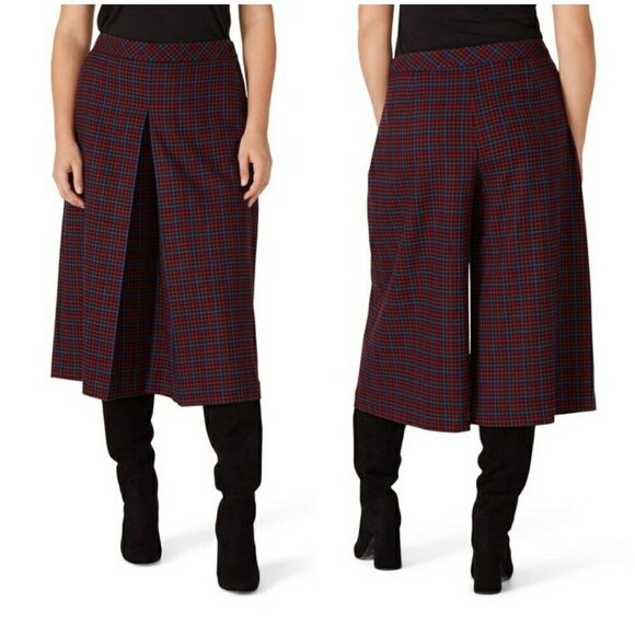 💕TRINA TURK💕 Prizzi Cropped Culottes Pant ~ 10 Multi-Color Check Print NWT - Picture 7 of 16
